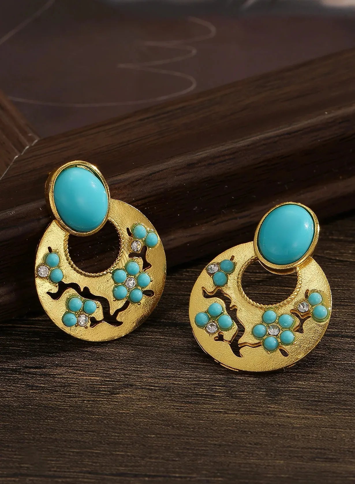Bohemian Turquoise Pendant Drop Earrings Vintage Style Zinc Alloy Jewelry