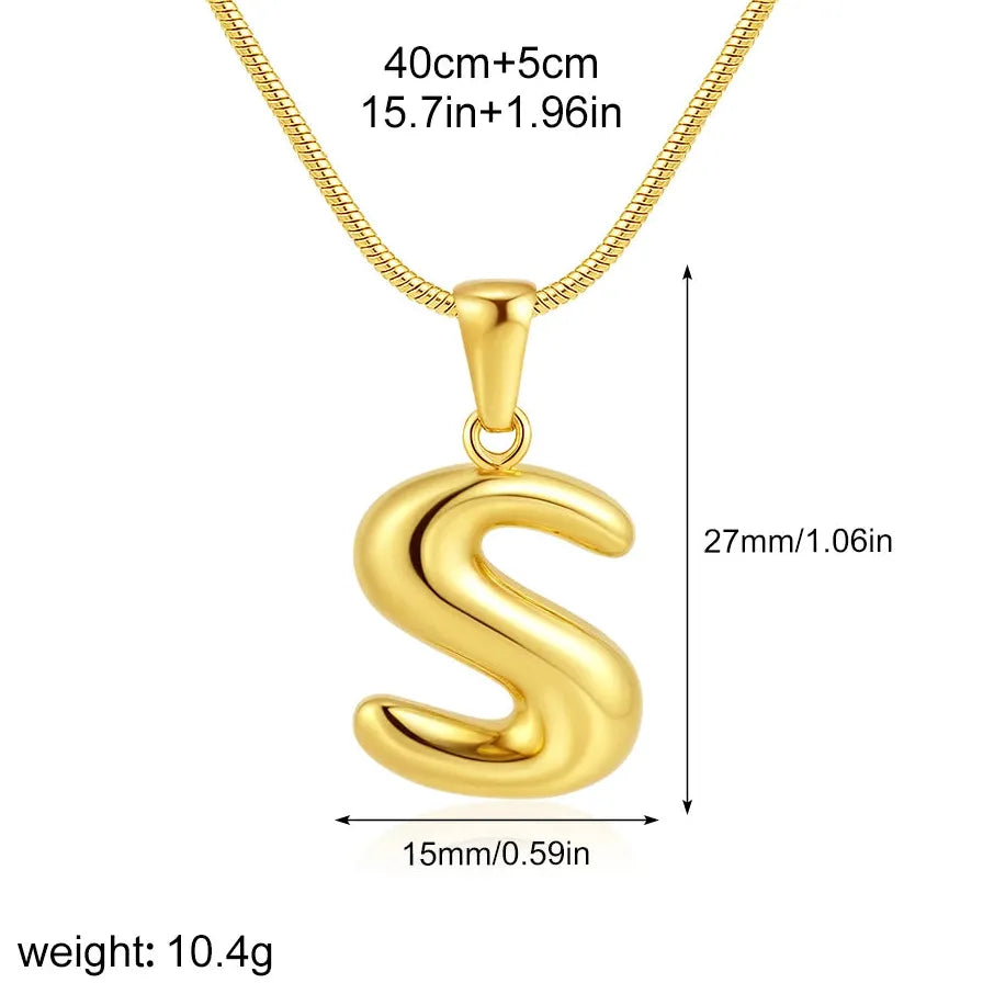 18k Gold Plated Stainless Steel Alphabet Initial Pendant Necklace A-Z for Women