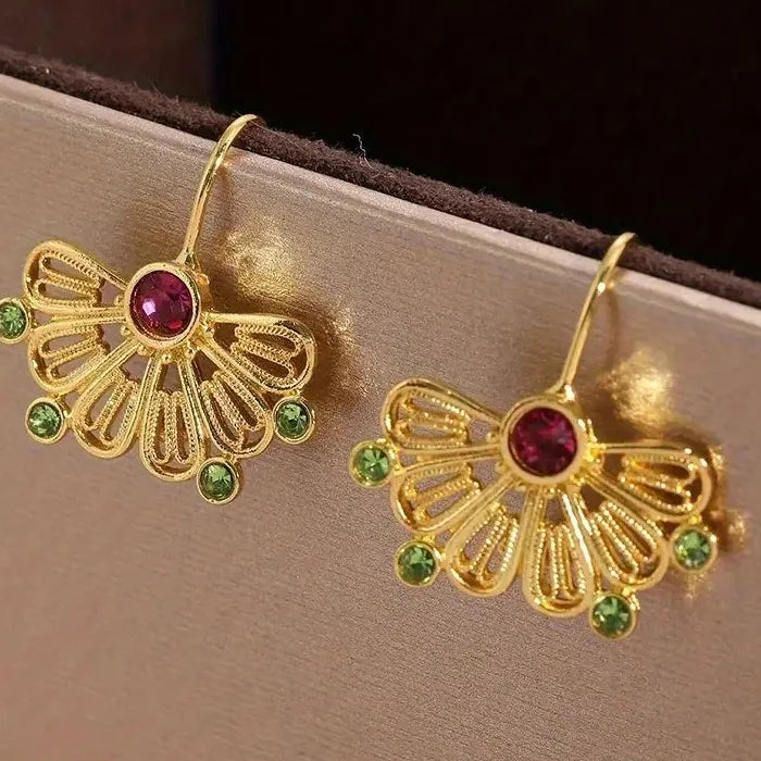 Exquisite Flower Hook Drop Earrings Zinc Alloy Gold Silver Plant Pendant Jewelry