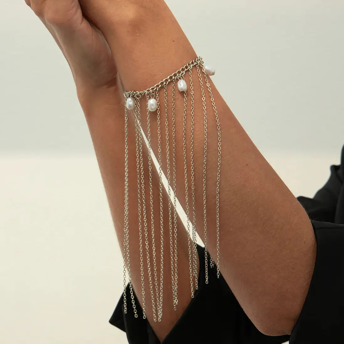 Retro Imitation Pearl Bead Tassel Bracelet Women Luxury Wedding Jewelry Gift