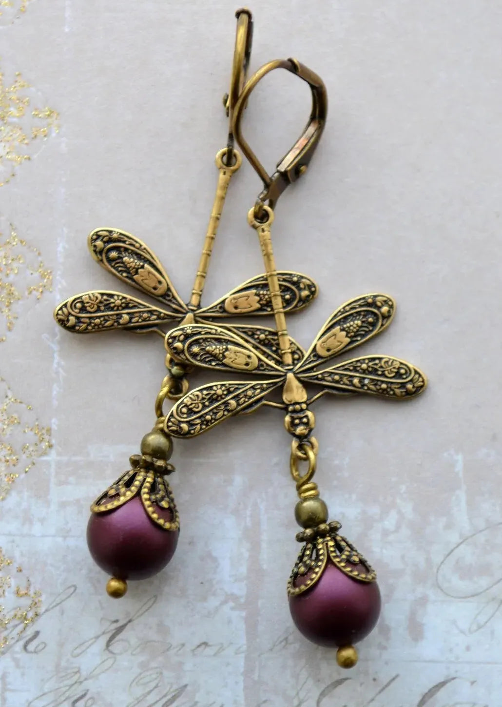 Simulated Pearl Dragonfly Drop Earrings Long Style Cute Animal Jewelry Women