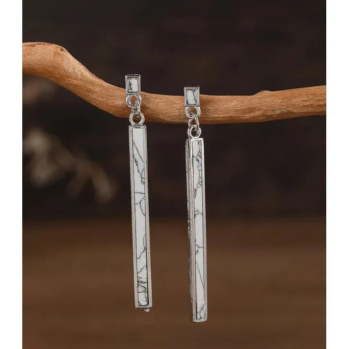 Retro Bohemian Lapis Lazuli Earrings Zinc Alloy Drop Pendant Jewelry Women