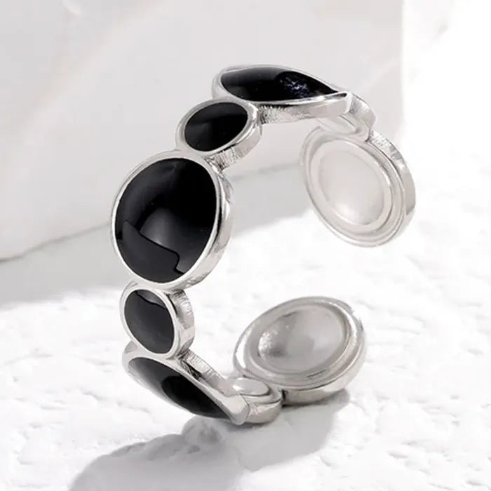 Adjustable Vintage White Dripping Oil Geometric Ring for Women 2023 Trendy Jewelry
