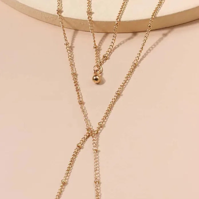 2026 Gold Silver Chain Choker Necklace Women Metal Beads Tassel Jewelry Gift