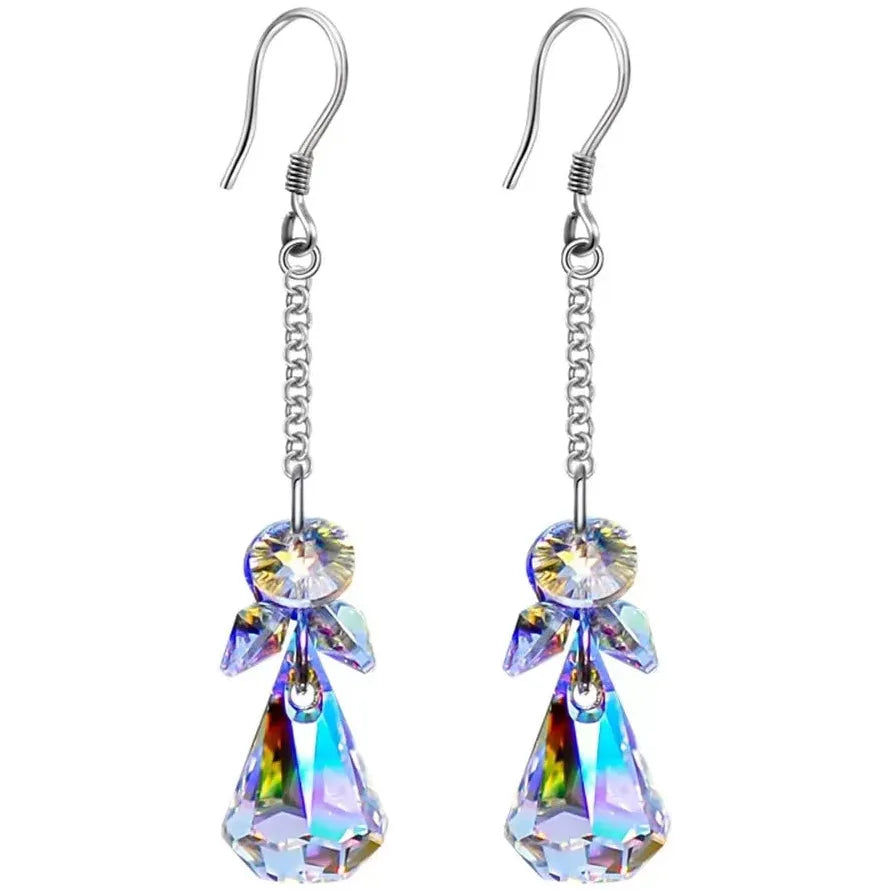 Korean Zircon Crystal Water Drop Tassel Earrings for Women Wedding Party Jewelry