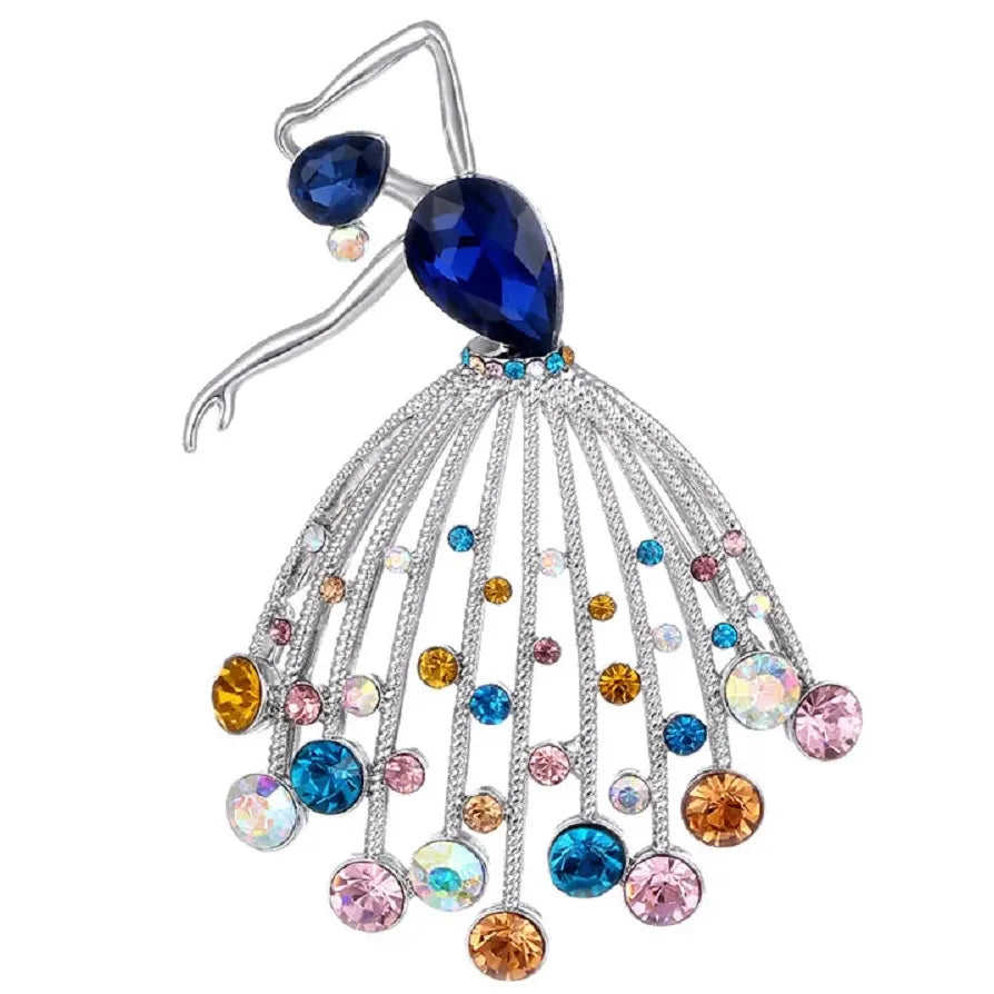 Vintage Rhinestone Ballet Girl Brooch Pin Elegant Gift for Women