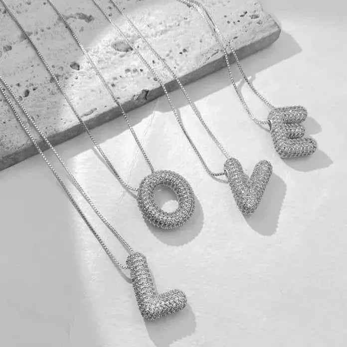 18K Gold Plated A-Z Alphabet Pendant Necklace Cubic Zirconia Stainless Steel Jewelry Women