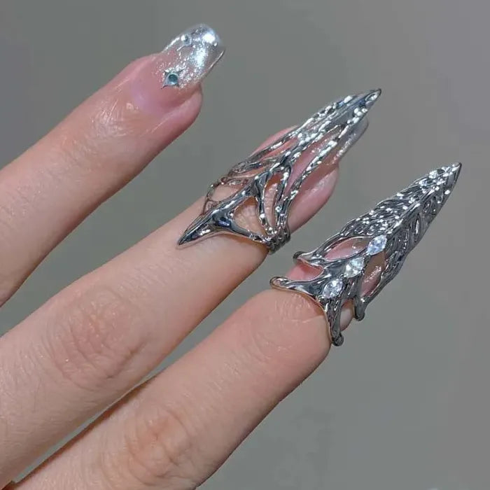 Geometric Metal Mood Tracker Ring Unisex Gothic Skeleton Nail Accessory