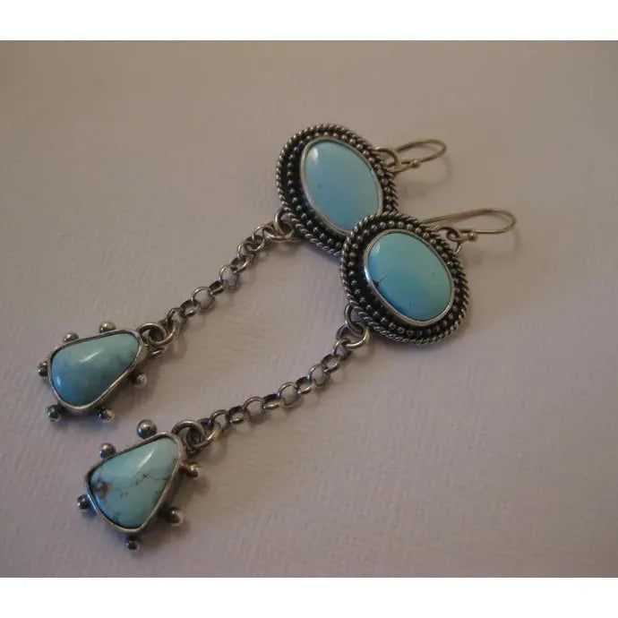 Vintage Bohemian Round Geometric Long Chain Pendant Earrings Zinc Alloy Jewelry