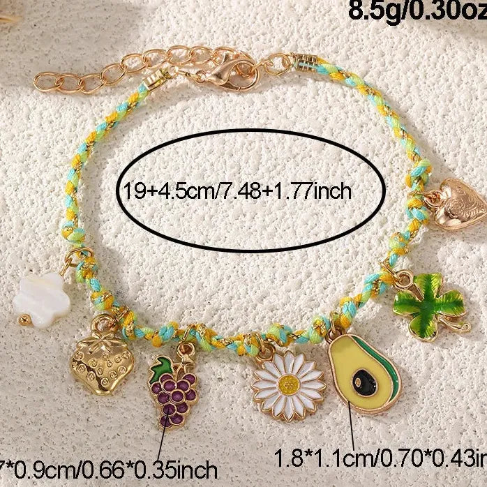 Bohemia Hand Woven Rope Bracelet Featuring Daisy Fish Starfish Shell Pendant for Women Summer Jewelry