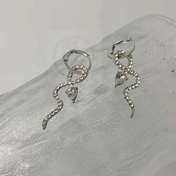 Vintage Wrapped Snake Crystal Drop Earrings for Women Animal Jewelry Gifts