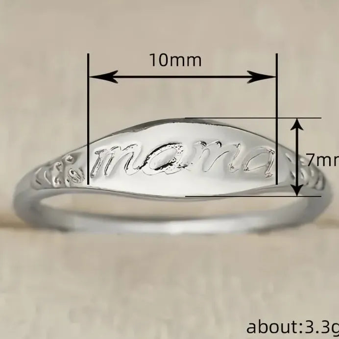 Trendy Geometric Metal Ring for Mom with Engraved Floral Design Gift