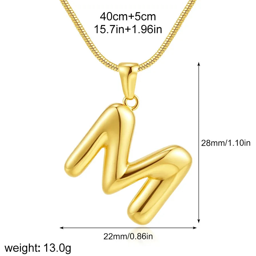18k Gold Plated Stainless Steel Alphabet Initial Pendant Necklace A-Z for Women
