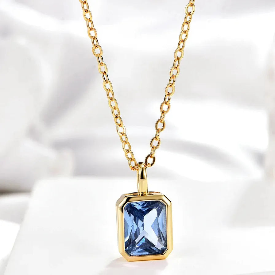 Multicolor Crystal Square Zircon Gold Choker Necklace for Women Party Jewelry