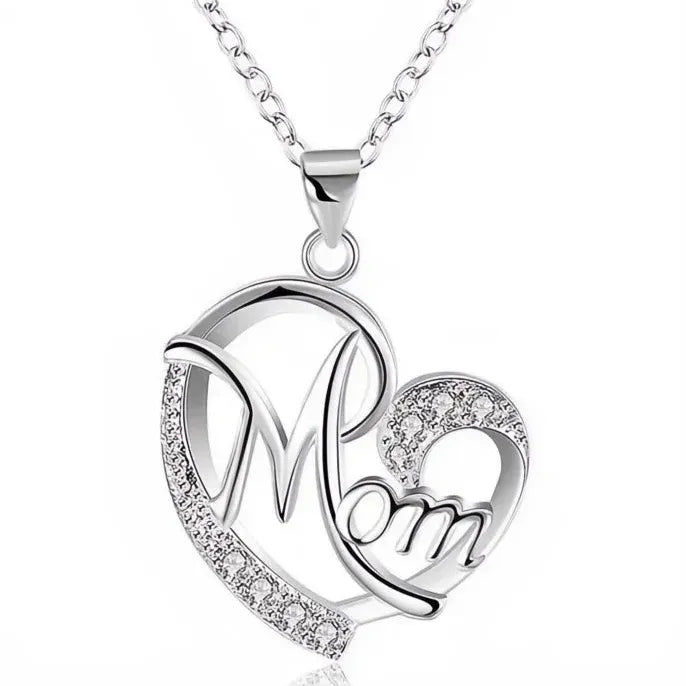 Mother's Day Pendant Necklace for Mom Copper Alloy Pink Flower CZ Jewelry
