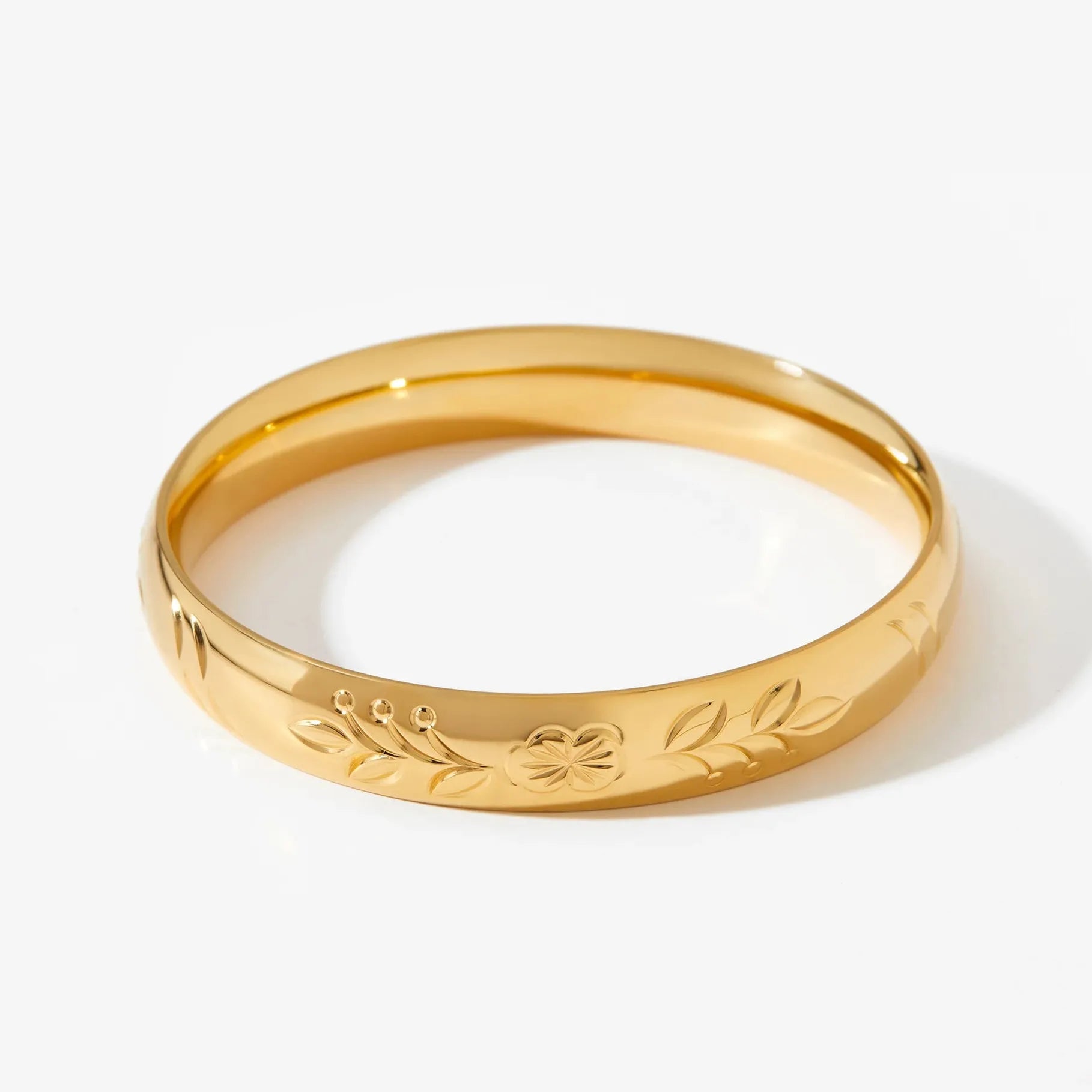 18K Gold Plated Stainless Steel Geometric Bangle Bracelet for Women Girls Jewelry