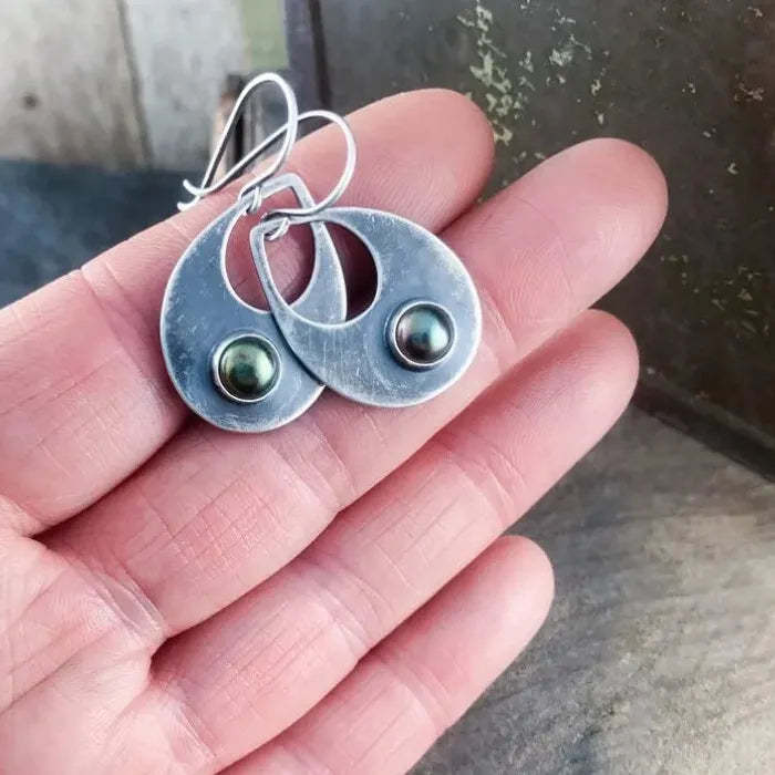 Bohemian Dark Green Resin Inlaid Drop Earrings Women’s Retro Geometric Wedding Jewelry