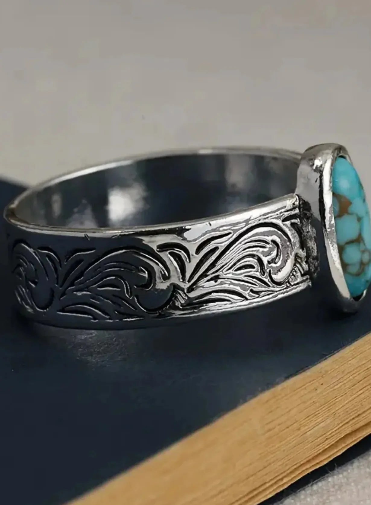Imitation Turquoise Zinc Alloy Ring for Women Boho Style Daily Party Jewelry