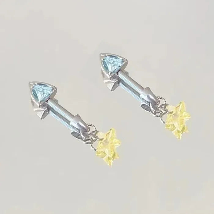 Zinc Alloy Star Cat Ear Stud Earrings for Women Cute Versatile Gift