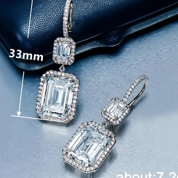 Women’s Silver Geometric Cubic Zirconia Drop Wedding Earrings
