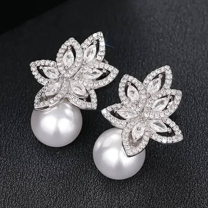 Elegant Dainty Imitation Pearl Drop Earrings for Women Copper Alloy Jewelry