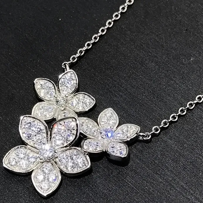 Flower Pendant Necklace with Cubic Zirconia Wedding Jewelry for Women