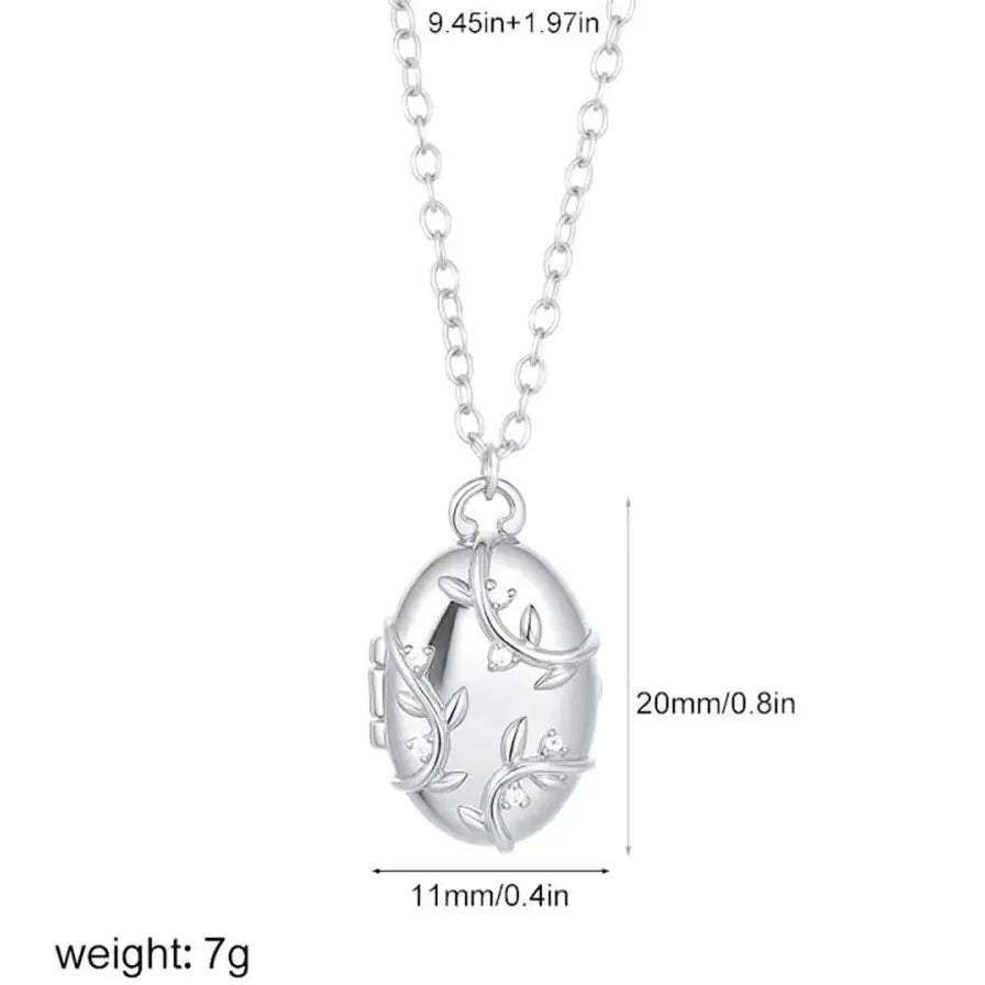 18K Gold Geometric Oval Photo Pendant Necklace Stainless Steel Choker Gift for Her