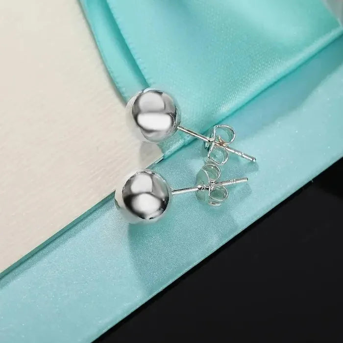 9mm Silver Metal Stud Earrings for Women Zinc Alloy Simple Cute Jewelry Charm