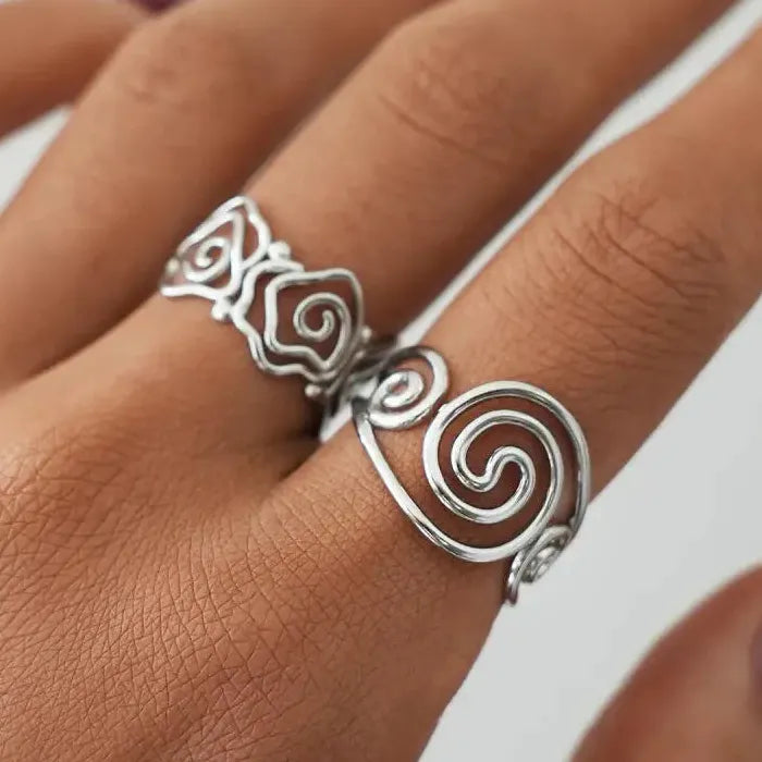 Adjustable Stainless Steel Skeleton Spiral Vortex Ring Unisex Fashion Jewelry