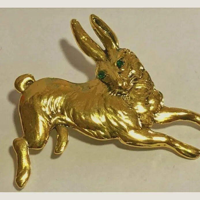 Vintage Art Deco Rabbit Brooch Pin Small Enamel Animal Jewelry Gift
