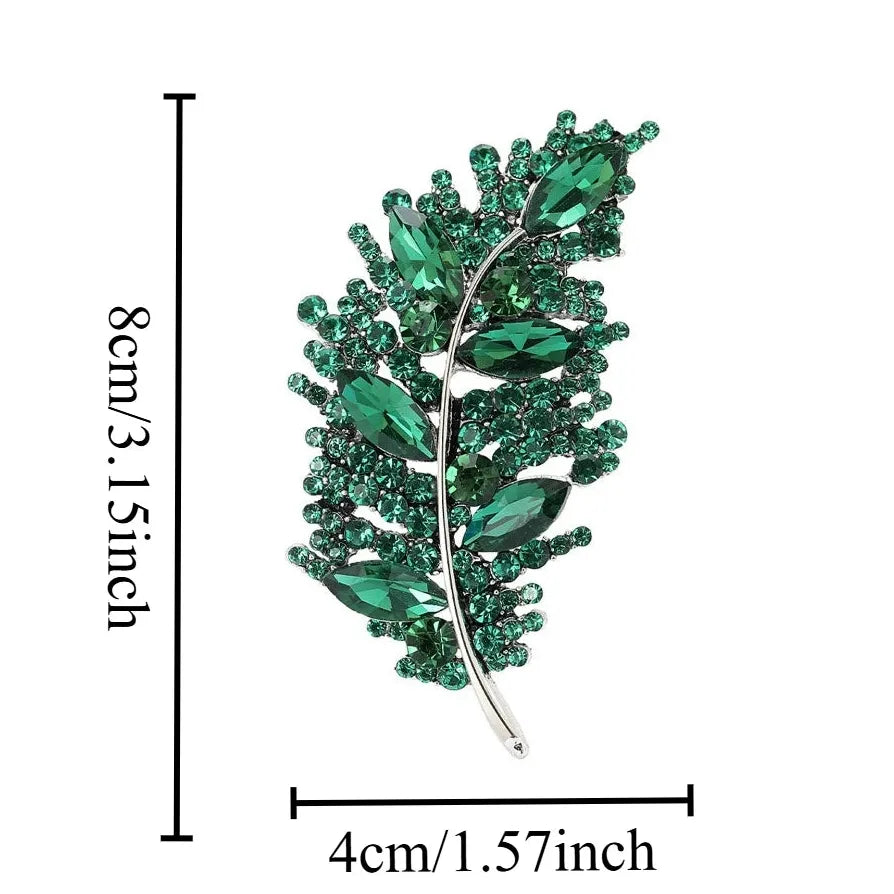 Luxury Feather Leaf Classic Brooch for Women Elegant Jewelry Gift