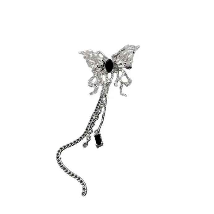 Silver Butterfly Tassel Brooch Pin for Women Pearl Zinc Alloy Jewelry Gift