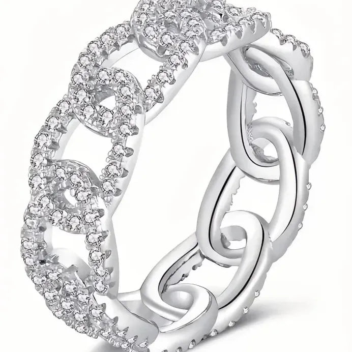 Cubic Zirconia Chain Link Wedding Ring for Women – Elegant Jewelry
