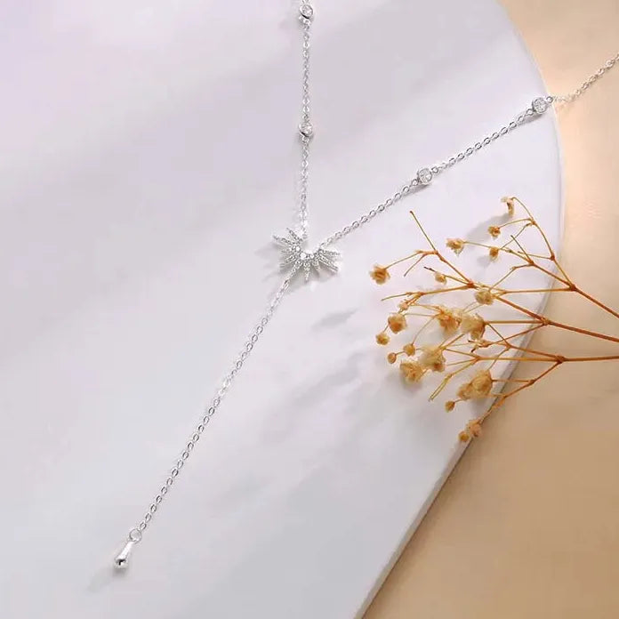 Gold Y-Shaped Pendant Necklace for Women Girls Cubic Zirconia Gift Jewelry