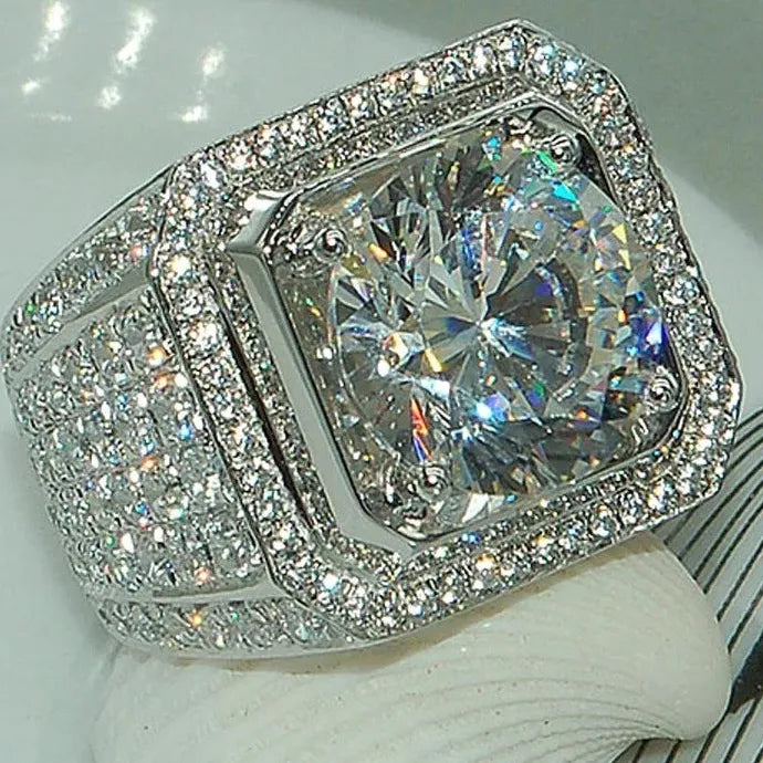 Hip Hop Rock Rings Men Women Luxury Zinc Alloy Rhinestone Zircon Party Wedding