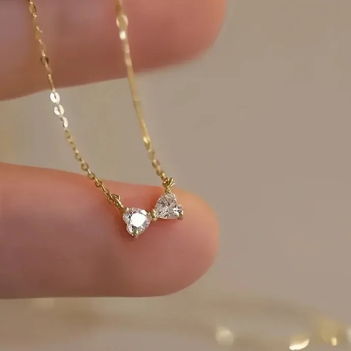Geometric Bowknot Pendant Necklace for Women Copper Alloy Jewelry Gift