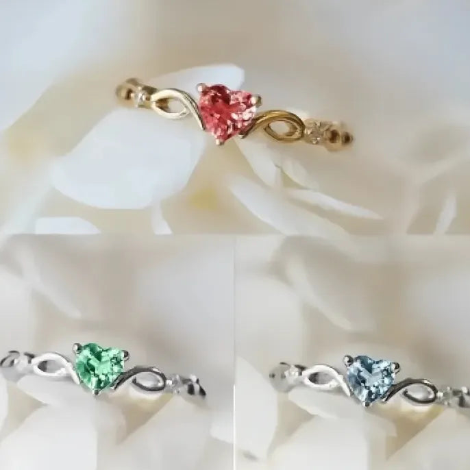 Heart Brass Ring with Cubic Zirconia Geometric Design Fashion Gift for Women