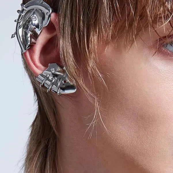 2025 Cyberpunk Skeleton Clip Earrings Copper Alloy Unisex Punk Jewelry Gift