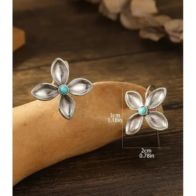 Vintage Petal Design Bohemian Zinc Alloy Earrings for Women Daily Wear