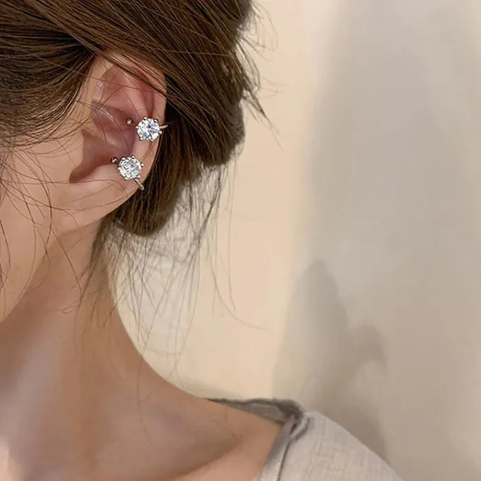 2026 Zircon Geometric Clip Earrings for Women Zinc Alloy No Piercing