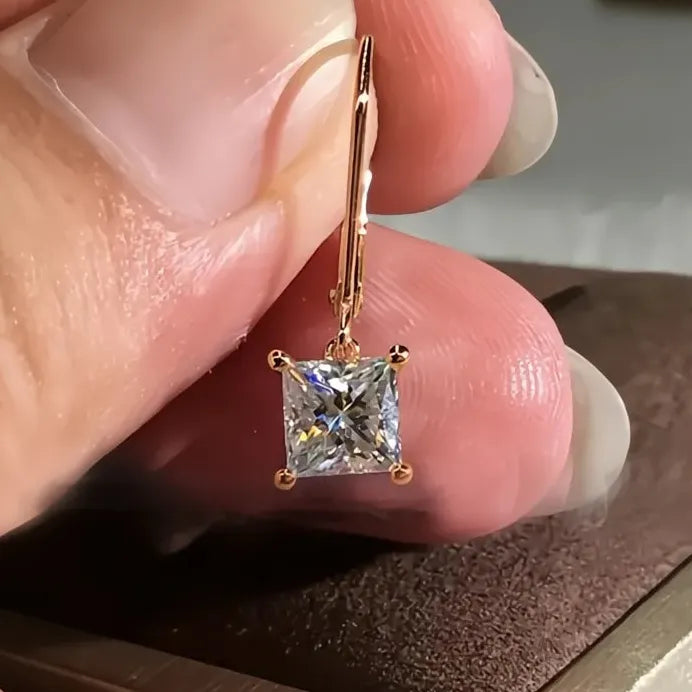 Luxury Geometric Cubic Zirconia Solitaire Drop Earrings for Women