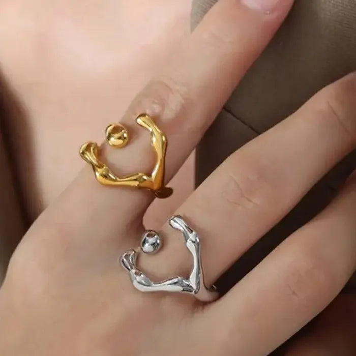 2024 Trendy Stainless Steel Irregular Opening Geometric Ring for Women