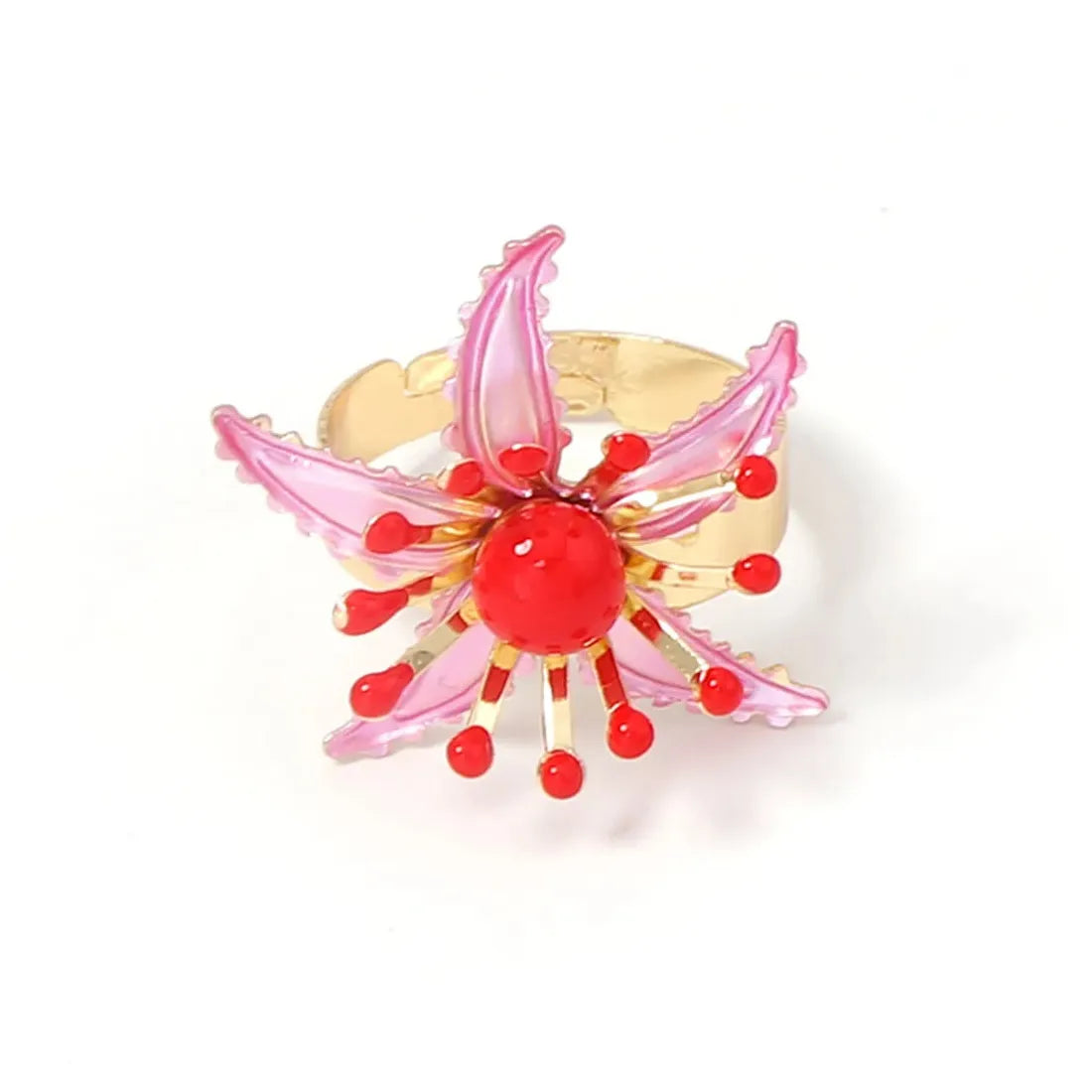 Adjustable Bohemian Flower Plant Pattern Ring for Women Vintage Jewelry