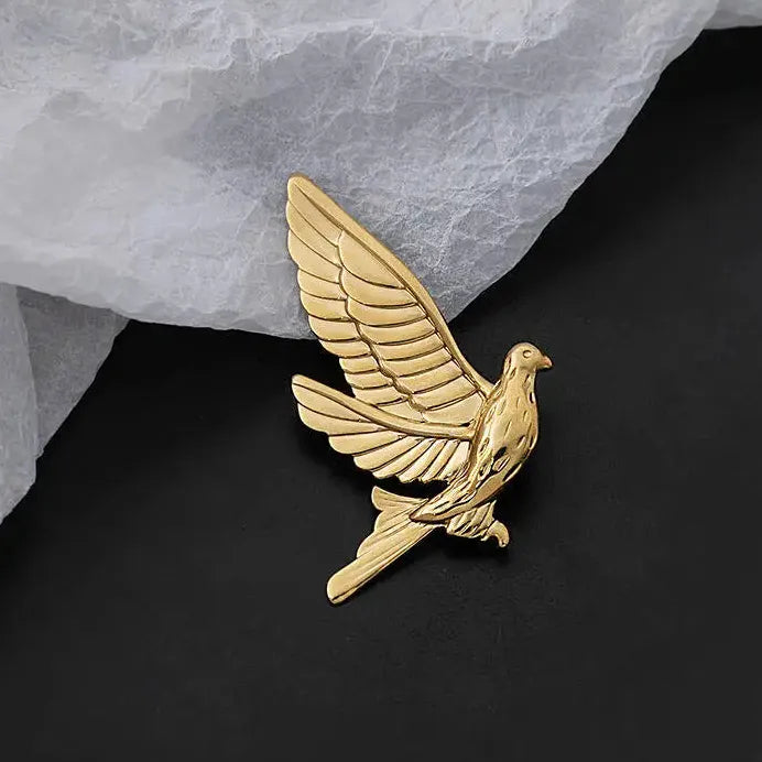 Classic Stainless Steel Peace Dove Brooch Waterproof Jewelry for Women Men