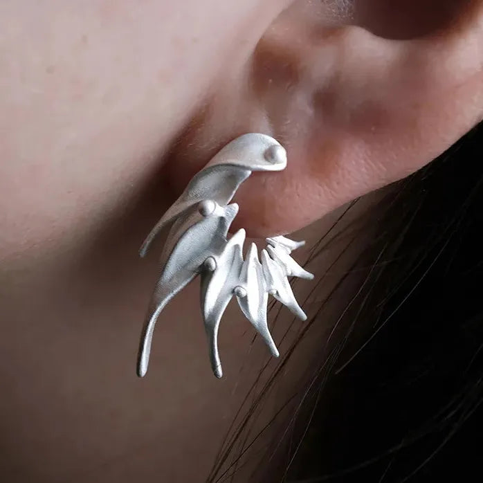 Wave Geometric Copper Stud Earrings Retro Unisex Jewelry Gift Balance Symbol