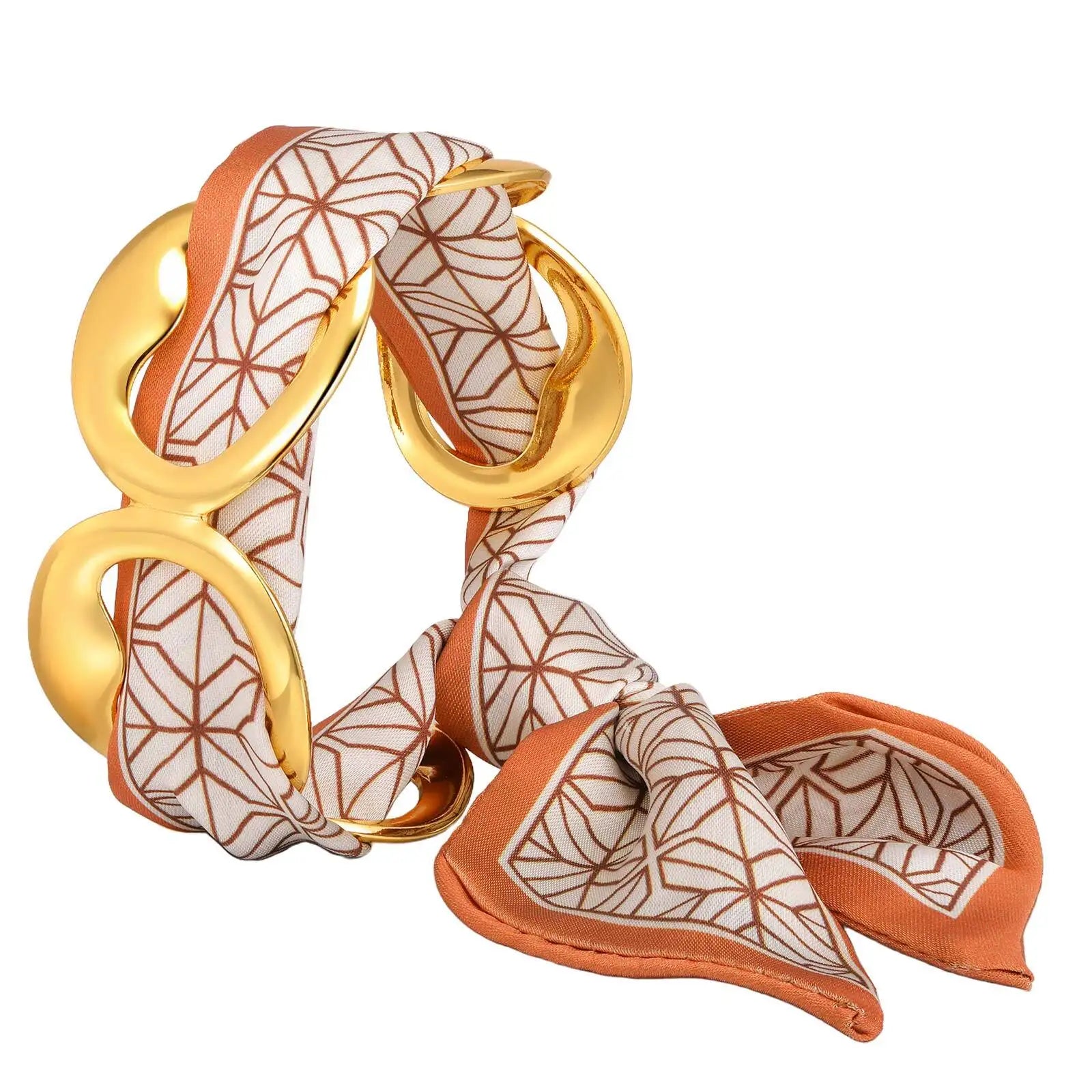 Gold-Tone Stainless Steel Geometric Skeleton Open Cuff Bracelet for Women