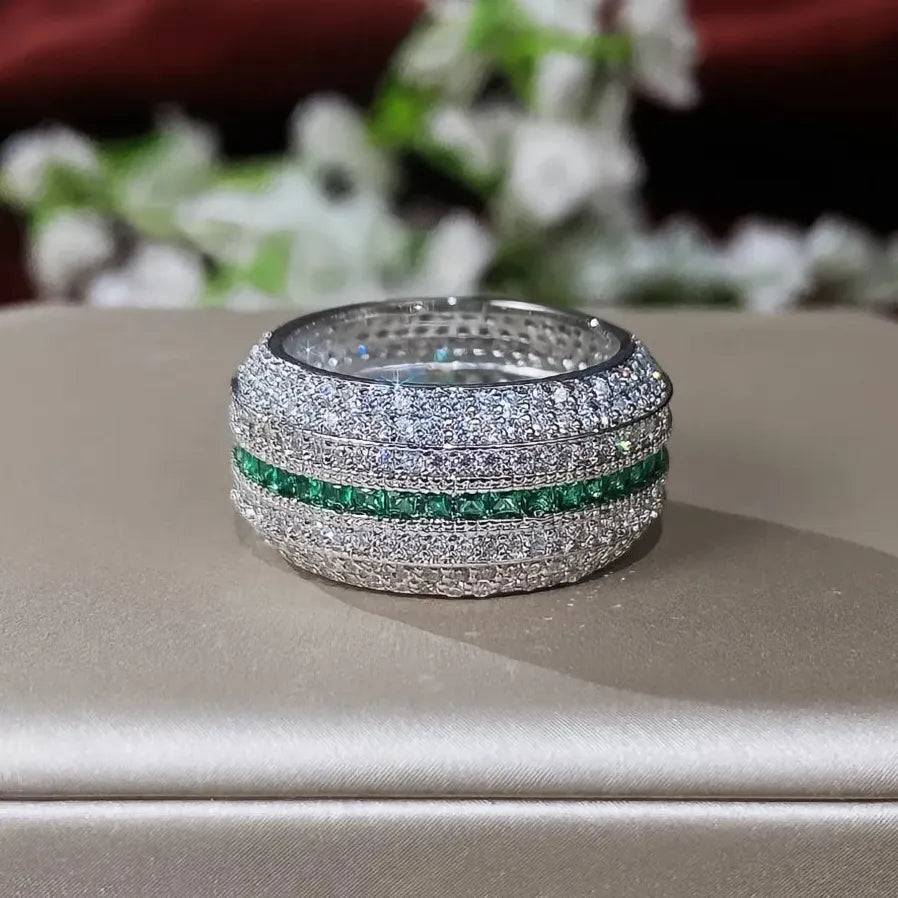 Geometric CZ Promise Ring for Women Anniversary Party Gift Jewelry