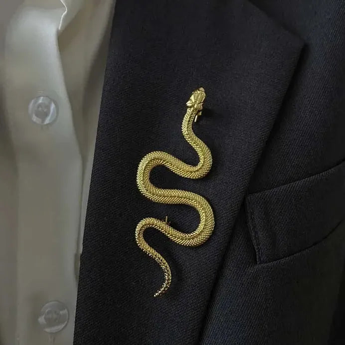 Copper Snake Brooch Pin for Women Men Punk Fashion Party Jewelry