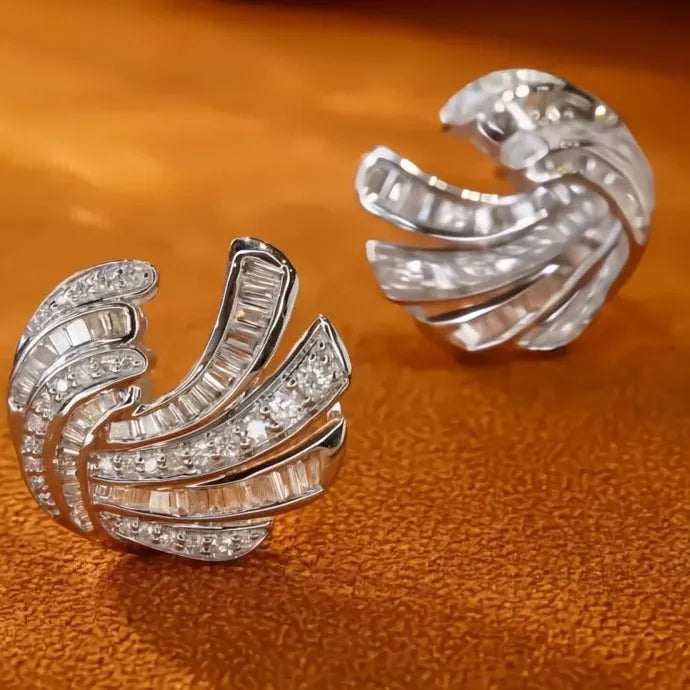 Geometric Cubic Zirconia Stud Earrings for Women 2023 Copper Alloy Fashion
