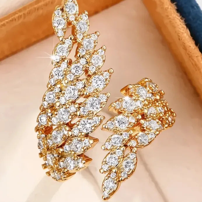 Adjustable Silver CZ Crystal Wings Ring for Women Elegant Design